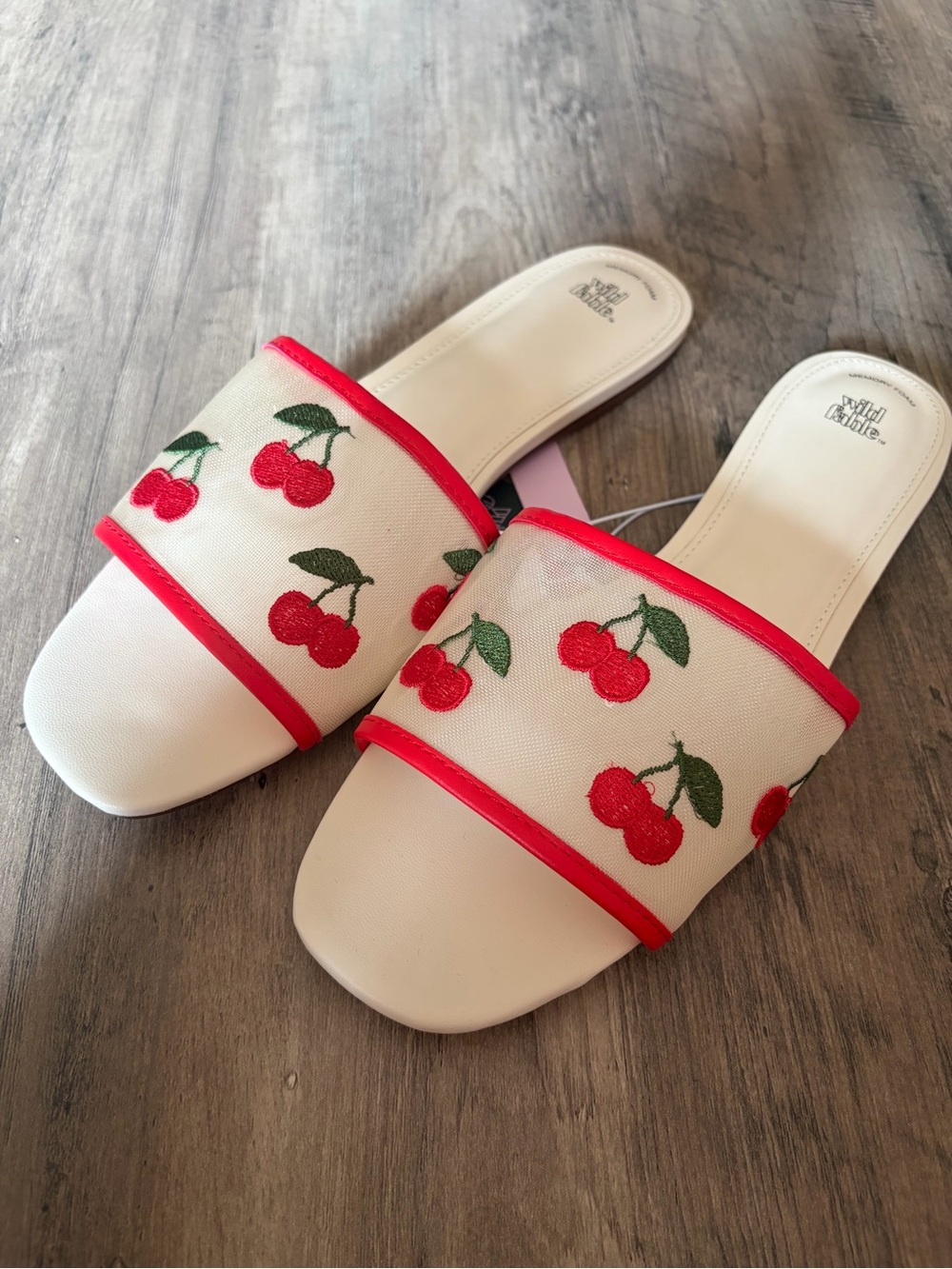 Wild Fable Ruby Cherry Mesh Slide Sandals 9 NWT